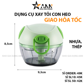 Dụng Cụ Xay Tỏi Mini Máy Xay Mini Kéo Tay Hình Con Heo Đa Năng 8.5x9.3cm - XTCH01