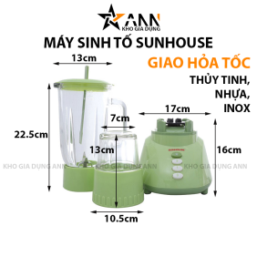 Máy Xay Sinh Tố Sunhouse Cối Thủy Tinh Bền Công Suất Lớn 37x19x17cm - MXSTSH01
