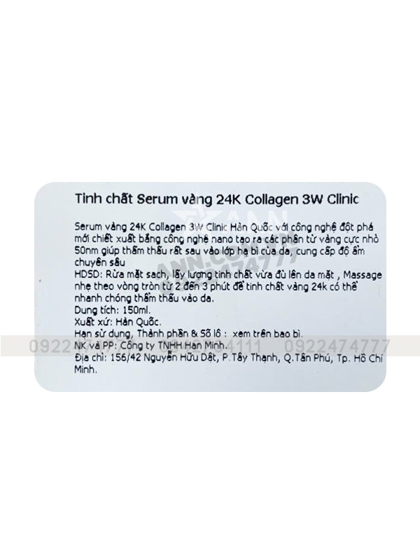Kho sỉ serum Vàng 24K Collagen Luxury Gold 3W Clinic 150ml Kho sỉ serum Vàng 24K Collagen Luxury Gold 3W Clinic 150ml