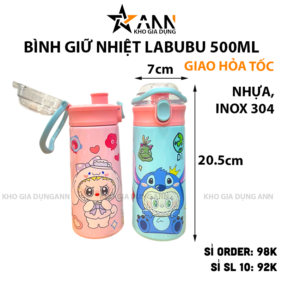 Bình Giữ Nhiệt Labubu 500ml Kèm Sticker 20.5x7cm - BGNLBB01