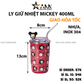 Cốc Giữ Nhiệt Ly Giữ Nhiệt Mickey 400ml Inox Cao Cấp 13x8cm - CGNMK01