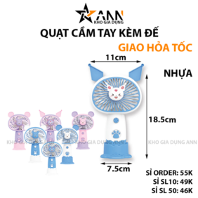 Quạt Cầm Tay Mini Tai Thỏ Kèm Đế - QMNCT02