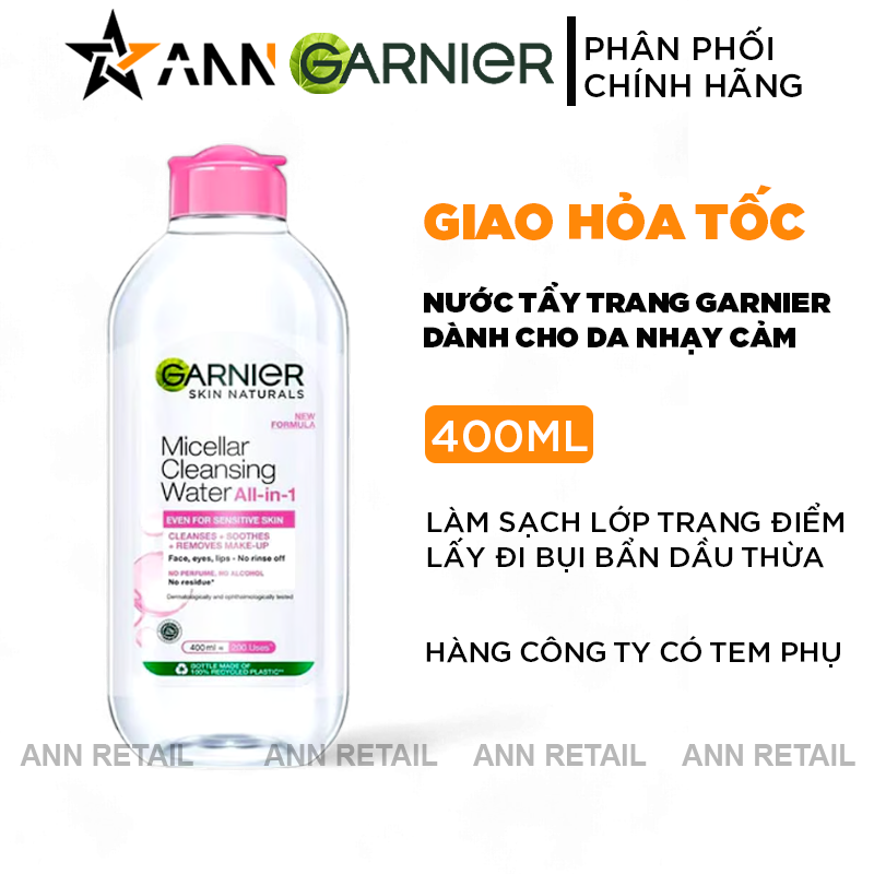 25153_bia_20241009120630.png Nước Tẩy Trang Garnier Nắp Hồng Micellar Cleansing Water Cho Da Nhạy Cảm 400ml - 6928820029589