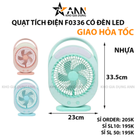 Quạt Tích Điện F0336 Có Đèn Led - QTDCDLF0336