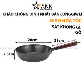 Chảo Chống Dính Nhật Bản Longziwei Size 28 Dùng Được Mọi Loại Bếp 48x28x7.5cm - CCDNB01