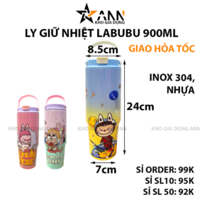 Ly Giữ Nhiệt Labubu Loang Màu Có Quai Xách 900ml - BGNLBB02