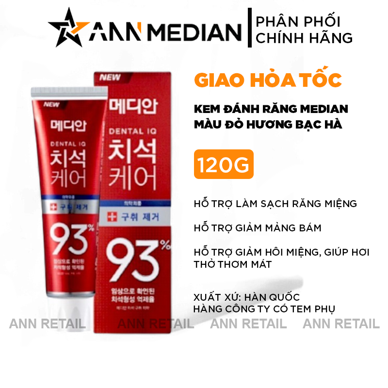 25244_1_20241213160300-1.png Kem Đánh Răng Median Màu Đỏ Dental IQ 93% Tartar Toothpaste Badbreath 120g - 8809585101421