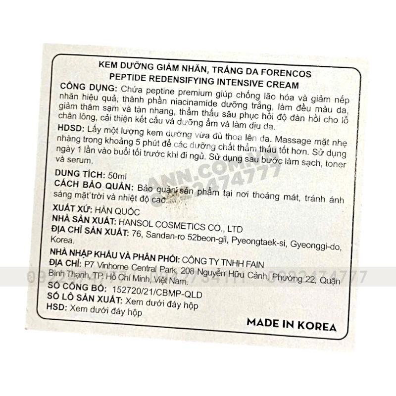 25249_kem-duong-forencos-tim-tem-photoroom_20240924180752-2.jpg Kem Dưỡng Forencos Màu Tím Peptide Redensifying Intensive Cream 50ml - 8809058916309