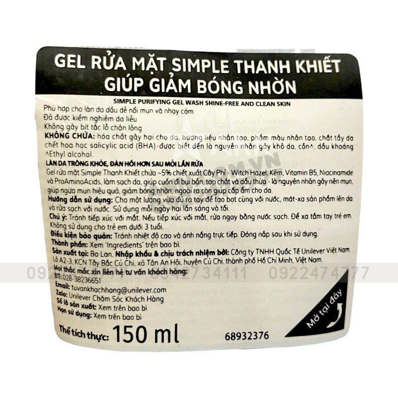 25260_srm-simple-tem-photoroom_20240925115653-1.jpg Sữa Rửa Mặt Simple Micellar Gel Wash Cho Da Dầu Mụn 150ml - 8710908710773