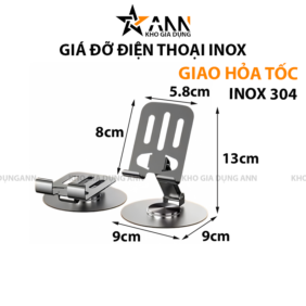 Giá Đỡ Điện Thoại Máy Tính Bảng Inox Xoay 360 Độ - GDDTIN