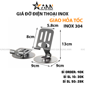 Giá Đỡ Điện Thoại Máy Tính Bảng Inox Xoay 360 Độ - GDDTIN