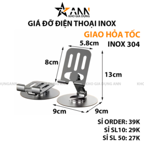 Giá Đỡ Điện Thoại Máy Tính Bảng Inox Xoay 360 Độ - GDDTIN