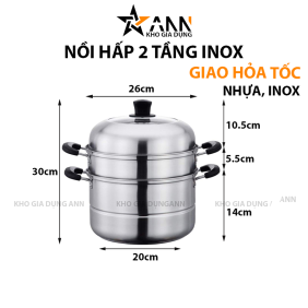 Nồi Hấp 2 Tầng Inox Cho Cả Bếp Từ Và Bếp Ga Tặng Kèm Xửng Hấp 28x30cm - NH3TIN