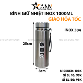 Bình Giữ Nhiệt Inox 1L Có Dây Xách 25x8cm - BGNIN