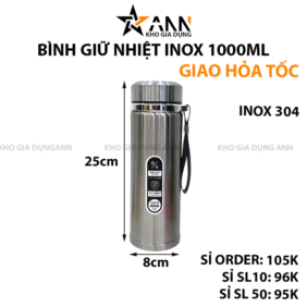 Bình Giữ Nhiệt Inox 1L Có Dây Xách 25x8cm - BGNIN