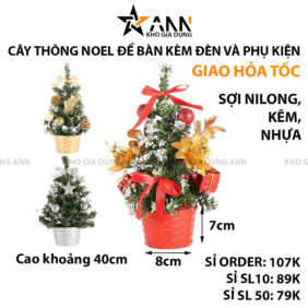 Cây Thông Noel Để Bàn Kèm Đèn Và Phụ Kiện 40cm - CTNDB01