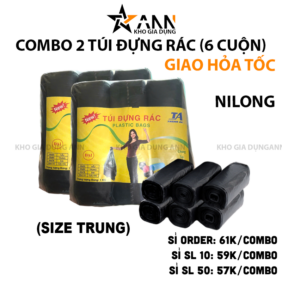 Set 2 Túi Nilong Đựng Rác 6 Cuộn Size Trung 55x65cm - S2CTDR