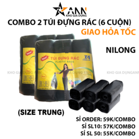 Set 2 Túi Nilong Đựng Rác 6 Cuộn Size Trung 55x65cm - S2CTDR