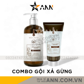 Combo Dầu Gội Xả Gừng Weilaiya Màu Nâu Zingiber X2 Ginger Essence Giúp Làm Sạch Gàu - GOIXAW03