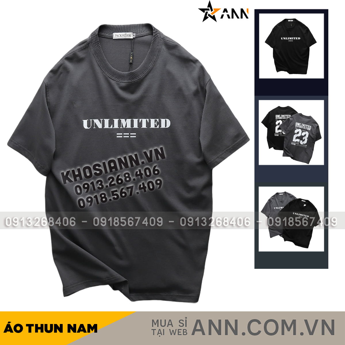 25362_bia_20241005145035-1.png Áo Thun Nam Cổ Tròn Pack Hourse In Chữ Unlimited 23 - Có Big Size 100kg - AB522