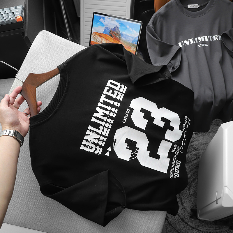 25362_z5896028137144-8e62ea8c66a78dcec801882a23c74b04_20241005145039-1.jpg Áo Thun Nam Cổ Tròn Pack Hourse In Chữ Unlimited 23 - Có Big Size 100kg - AB522