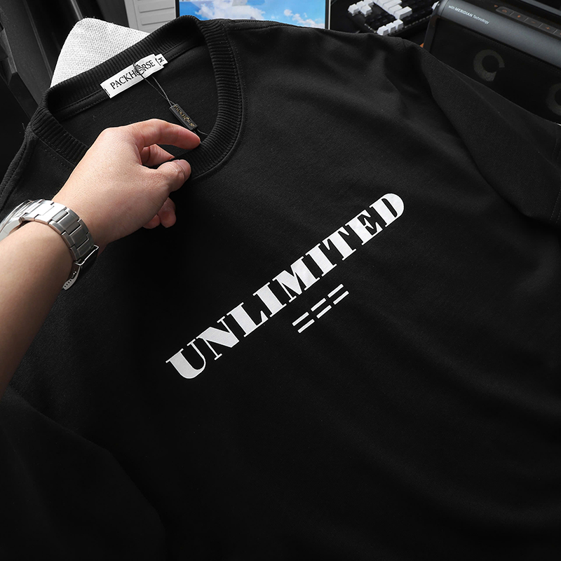 25362_z5896028169360-e35ea5cd0f07f6184813b687c81405b9_20241005145040-1.jpg Áo Thun Nam Cổ Tròn Pack Hourse In Chữ Unlimited 23 - Có Big Size 100kg - AB522