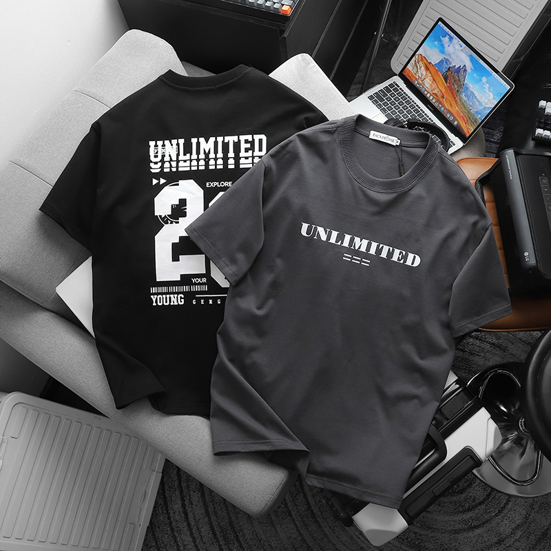 25362_z5896028200431-6f34410120a9dc23e1787e817be48685_20241005145041-1.jpg Áo Thun Nam Cổ Tròn Pack Hourse In Chữ Unlimited 23 - Có Big Size 100kg - AB522