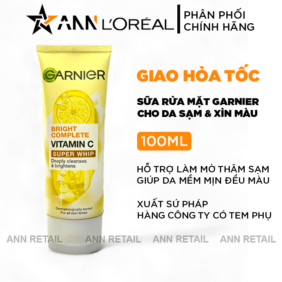 Sữa Rửa Mặt Garnier Sạch Sâu Sáng Da Bright Complete Vitamin C Super Whip Deeply Cleanses & Brightens 100ml - 8994993009015