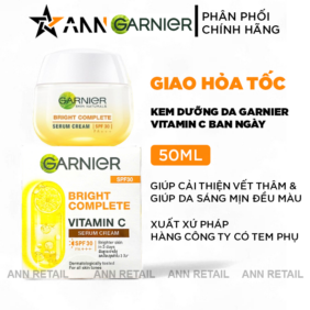 Kem Dưỡng Garnier Vitamin C Ban Ngày Bright Complete Vitamin C Serum Cream SPF30 PA+++ 50ml - 8991380700050