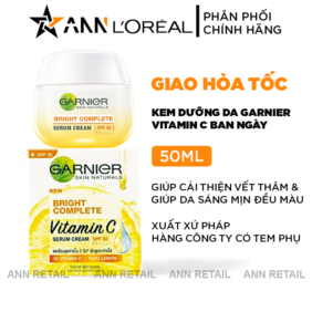 Kem Dưỡng Garnier Vitamin C Ban Ngày Bright Complete Vitamin C Serum Cream SPF30 PA+++ 50ml - 8991380700050