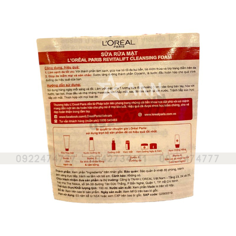 25387_srm-loreal-do-tem-photoroom_20241007143814-5.jpg Sữa Rửa Mặt Loreal Paris Chống Lão Hoá Revitalift Cleansing Foam 100ml - 8991380232162