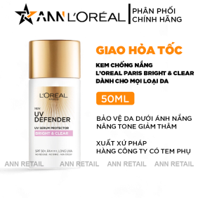 Kem Chống Nắng Loreal Paris Nâng Tone Giảm Thâm Bright & Clear With Niacinamide SPF50+ PA++++ 50ml Loreal - 8994993014668