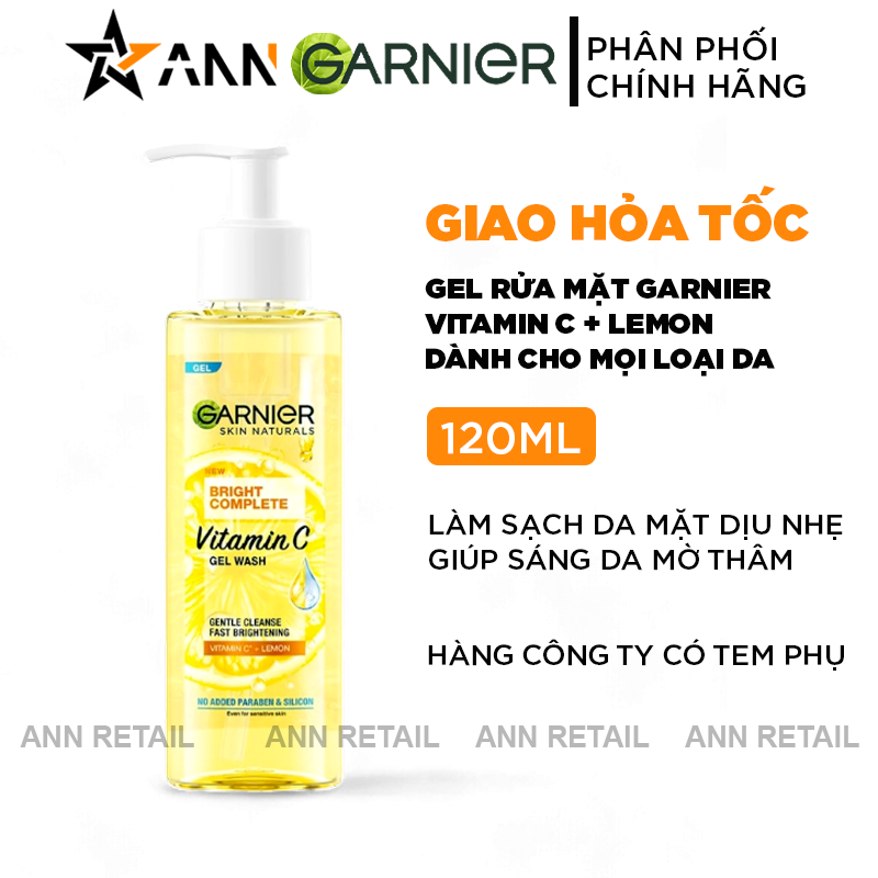 25399_bia-a_20241008180606-1.png Gel Rửa Mặt Garnier Sạch Dịu Nhẹ Bright Complete Vitamin C Gel Wash 120ml - 8994993018024