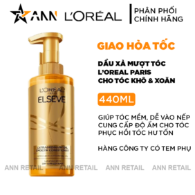 Dầu Xả L'oreal Paris Elseve Extraordinary Oil Smooth Dành Cho Tóc Khô Xoăn 440ml - 6923700909005