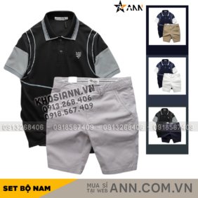 Set Bộ Nam Áo Thun Polo Pack Horse Logo Thêu Nổi In Chữ Trinity + Quần Short Kaki Cao Cấp - SBN128