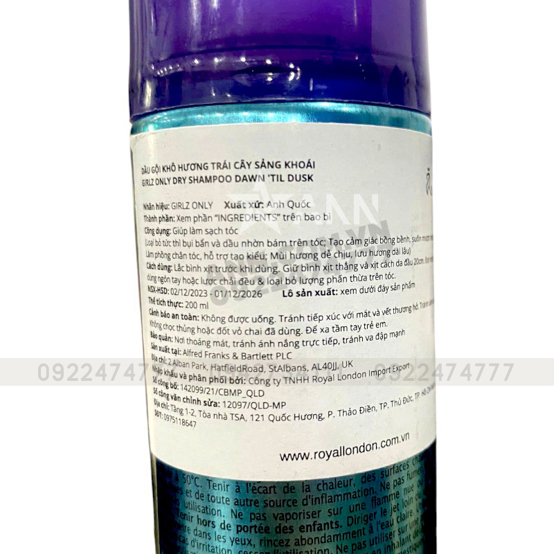 Shop sỉ dầu Gội Khô Girlz Only Màu Xanh 200ml - Dầu Gội Khô Hương Trái Cây Shop sỉ dầu Gội Khô Girlz Only Màu Xanh 200ml - Dầu Gội Khô Hương Trái Cây