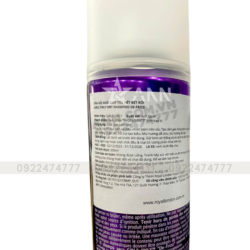 Dầu Gội Khô Girlz Only Màu Tím 200ml - Dầu Gội Khô Hương Nho Dầu Gội Khô Girlz Only Màu Tím 200ml - Dầu Gội Khô Hương Nho