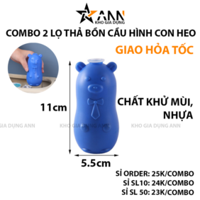 Combo 2 Lọ Heo Thả Bồn Cầu Xanh Đậm - Lọ Khử Mùi Bồn Cầu Diệt Khuẩn Siêu Sạch Tiết Kiệm 10x5.5cm - LTBCCH02