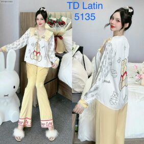 Đồ bộ pijama latin quần dài áo tay dài in hình thú - DBO5139