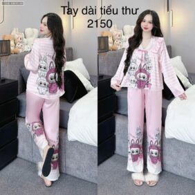 Đồ bộ pijama latin quần dài áo tay dài in hình labubu - DBO5148