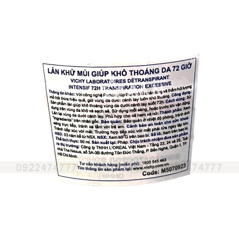 Lăn Khử Mùi Vichy Nắp Đỏ 50ml Lăn Khử Mùi Vichy Nắp Đỏ 50ml