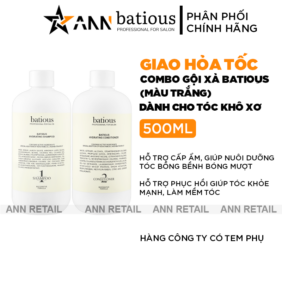 Combo Dầu Gội Xả Batious Hydrating Shampoo Màu Trắng - Dành Cho Tóc Khô Xơ 500ml - 5061014610765