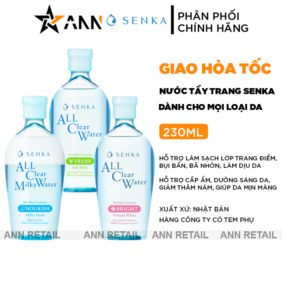 Nước Tẩy Trang Senka All Clear Micellar 230ml Hỗ Trợ Dưỡng Ẩm Sạch Sâu Làm Sáng Da - TTTSK