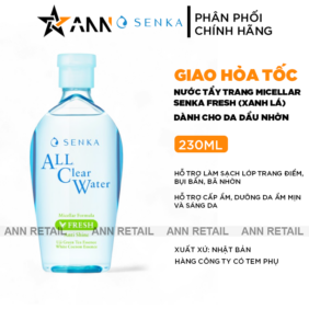 Nước Tẩy Trang Senka All Clear Micellar Fresh Màu Xanh Lá 230ml - Dành Cho Da Dầu Nhờn - 4909978152888