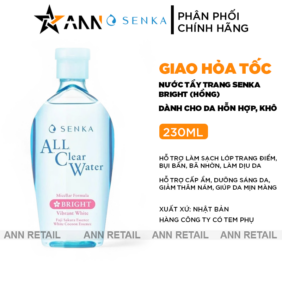 Nước Tẩy Trang Senka All Clear Micellar Bright Màu Hồng 230ml - 4909978150211