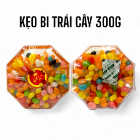 Hộp Kẹo Bi Trái Cây Hộp Bát Giác 300G Hộp Tết - KBTCHBG300