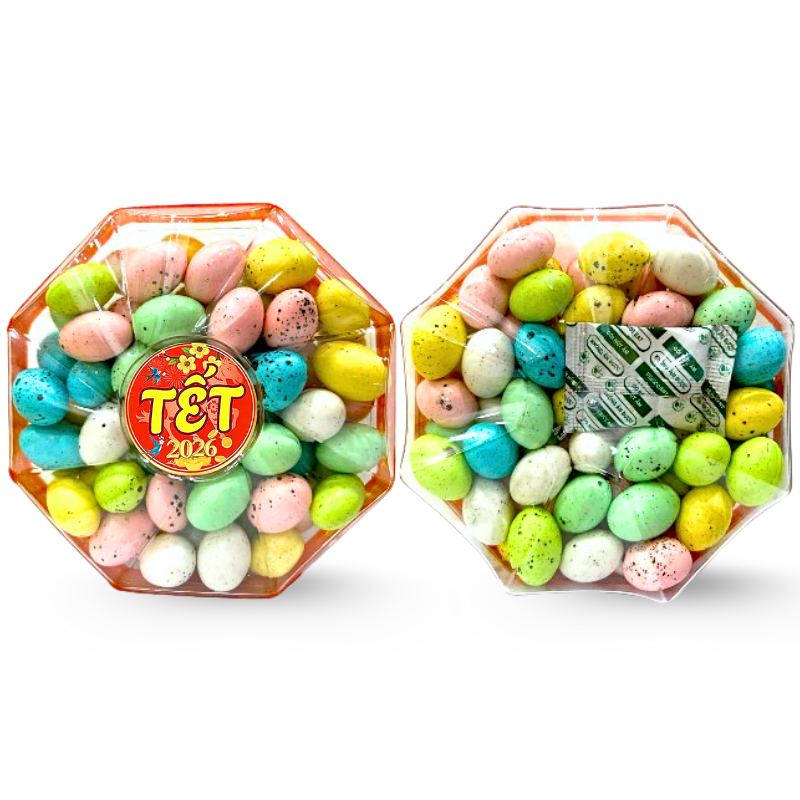 Kho sỉ hộp Kẹo Trứng Socola Bát Giác 300G Hộp Quà Tết 2026 Kho sỉ hộp Kẹo Trứng Socola Bát Giác 300G Hộp Quà Tết 2026