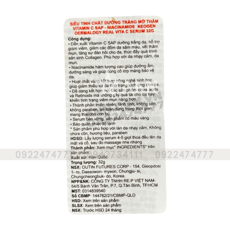 Serum Neogen Dermalogy Real Vitamin C 22% 32g Hỗ Trợ Dưỡng Sáng Da Serum Neogen Dermalogy Real Vitamin C 22% 32g Hỗ Trợ Dưỡng Sáng Da