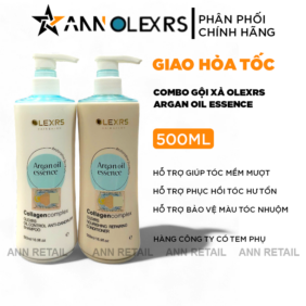 Combo Gội Xả Collagen Olexrs Argan Oil Essence Màu Xanh 500ml - Phiên Bản Mới 2024 - CGXCOMX