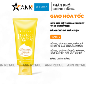 Sữa Rửa Mặt Senka Perfect Whip Vitamin C Màu Vàng Sáng Mịn Mờ Thâm 120g - 4550516705464